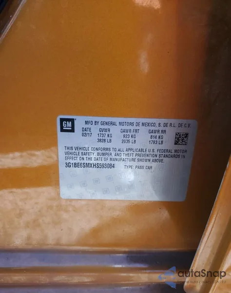 2017 Chevrolet Cruze Lt from USA, damaged, VIN 3G1BE6SMXHS593084